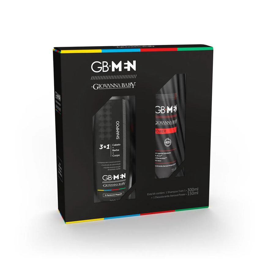 Giovanna Baby Kit Men Power - Shampoo 3 em 1 300ml + Desodorante Aerosol 150ml