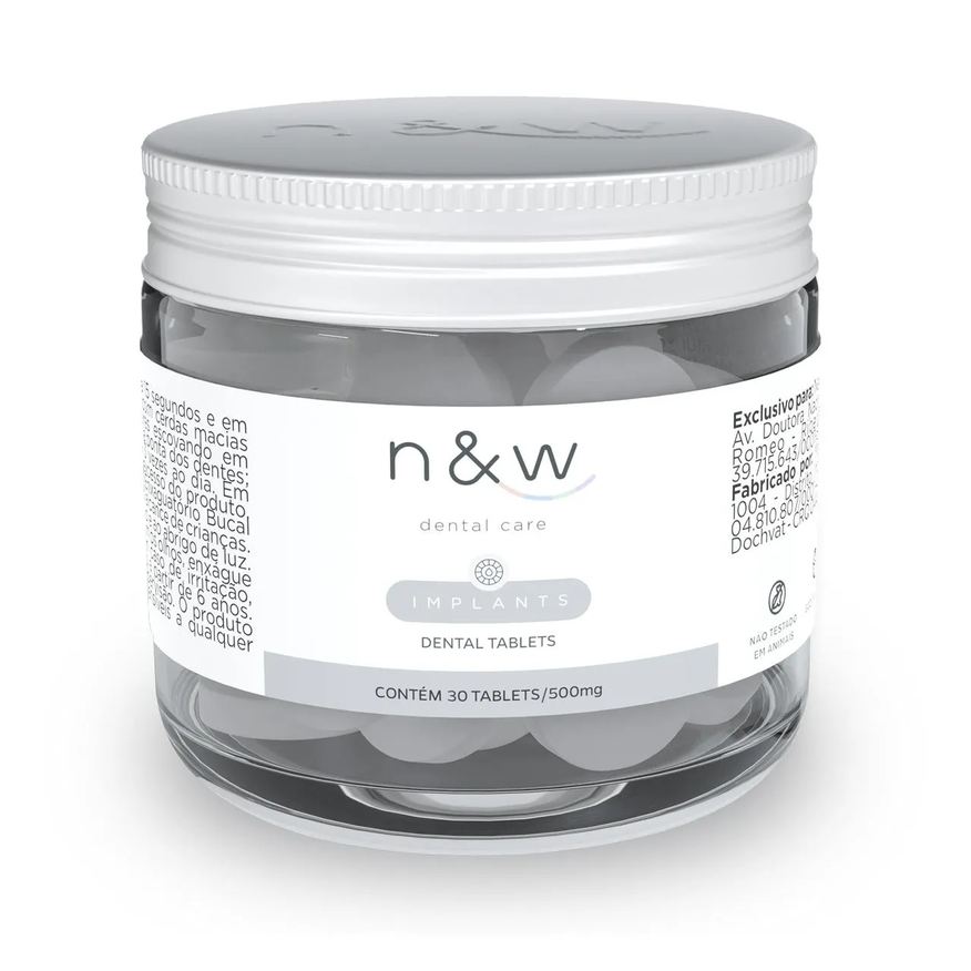 New Dental Tabletes Dentais Mastigáveis N&W Dental Care Implants - 30 Unidades