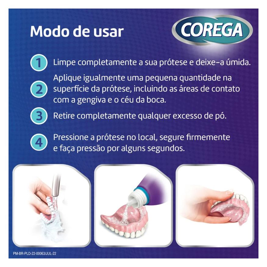 Fixador Pó de Dentaduras Corega 3 em 1 Sem Sabor 22g
