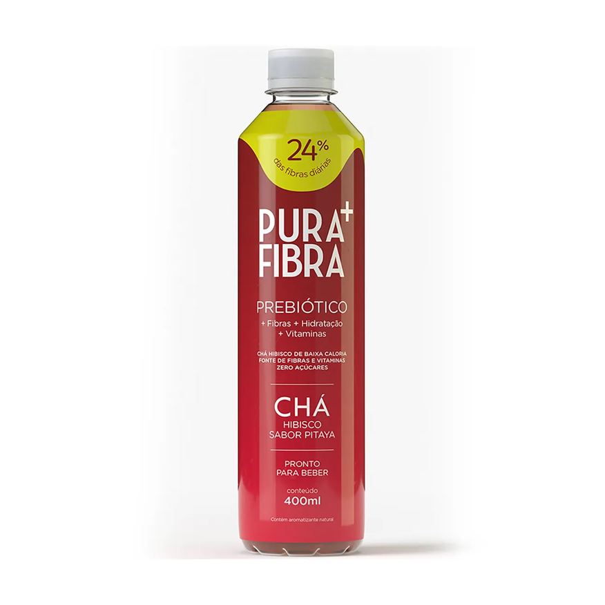 Pura Fibra Chá de Hibisco Prebiótico sabor Pitaya 400ml