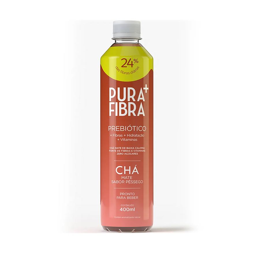 Pura Fibra Chá Mate Prebiótico sabor Pêssego 400ml