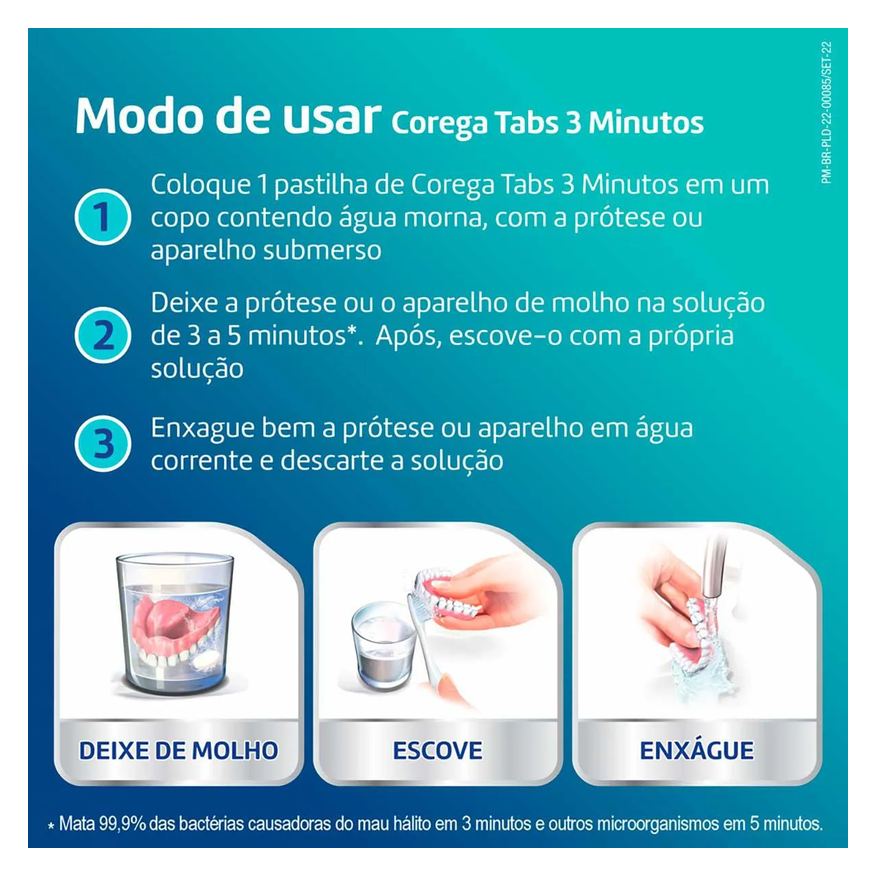 Tabs Corega Limpeza 3 Minutos 6 Pastilhas