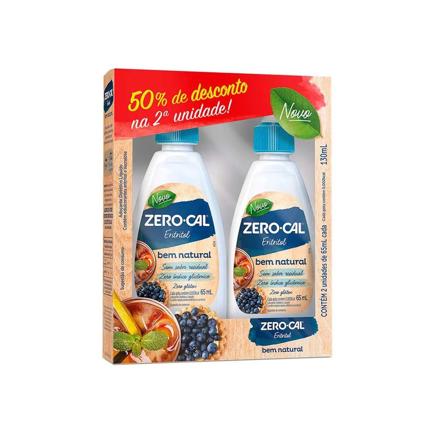 Zero-Cal Adoçante Eritritol Líquido - 2 Unidades de 65ml cada