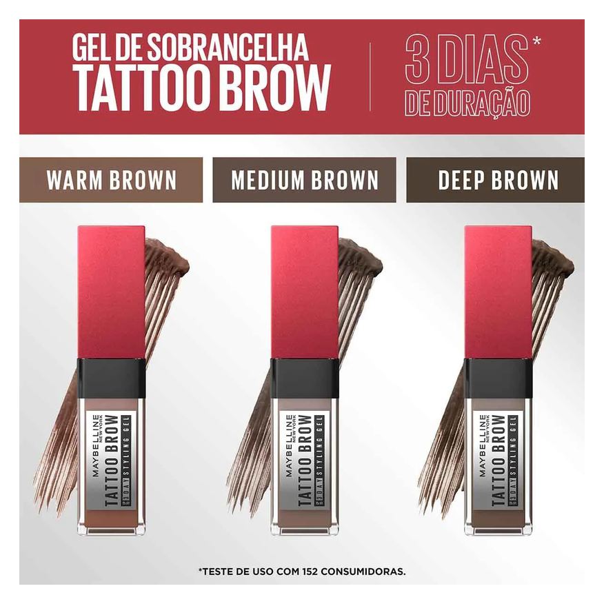Maybelline Gel de Sobrancelha NY Tattoo Brow 3 Dias Deep Brown 5ml