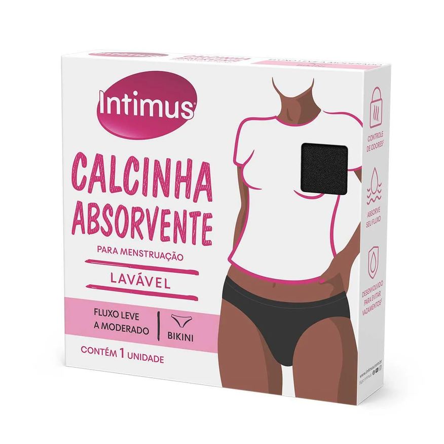Intimus Calcinha Absorvente Menstrual Bikini Lavável Fluxo Leve a Moderado G 1 unidade