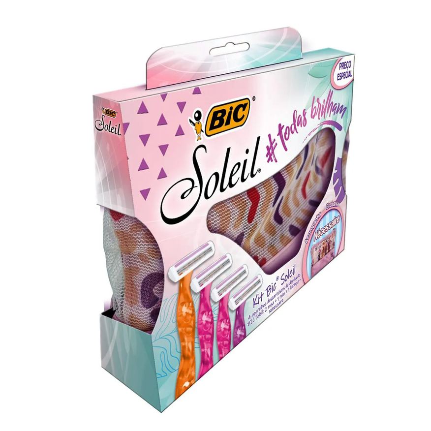 Bic Pack Soleil 4 Aparelhos Descartáveis de Depilação + Grátis Necessaire