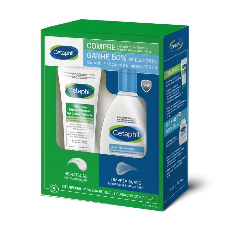 Cetaphil Kit Gel Creme Rápida Absorção 226g + Loção de Limpeza 120ml