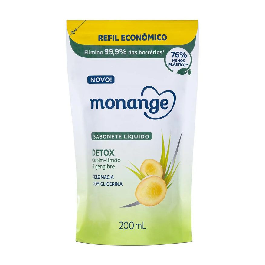 Monange Sabonete Líquido Detox Refil 200ml