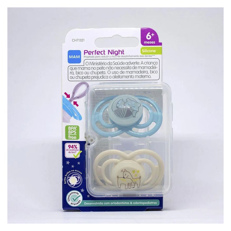 MAM Kit Chupeta Perfect Night Bichinhos Tamanho 2 - maiores de 6 meses Cores Sortidas 2 unidades