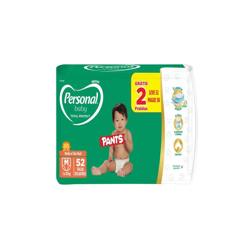 Personal Fralda Calça Baby Total Protect Pants M 52 unidades