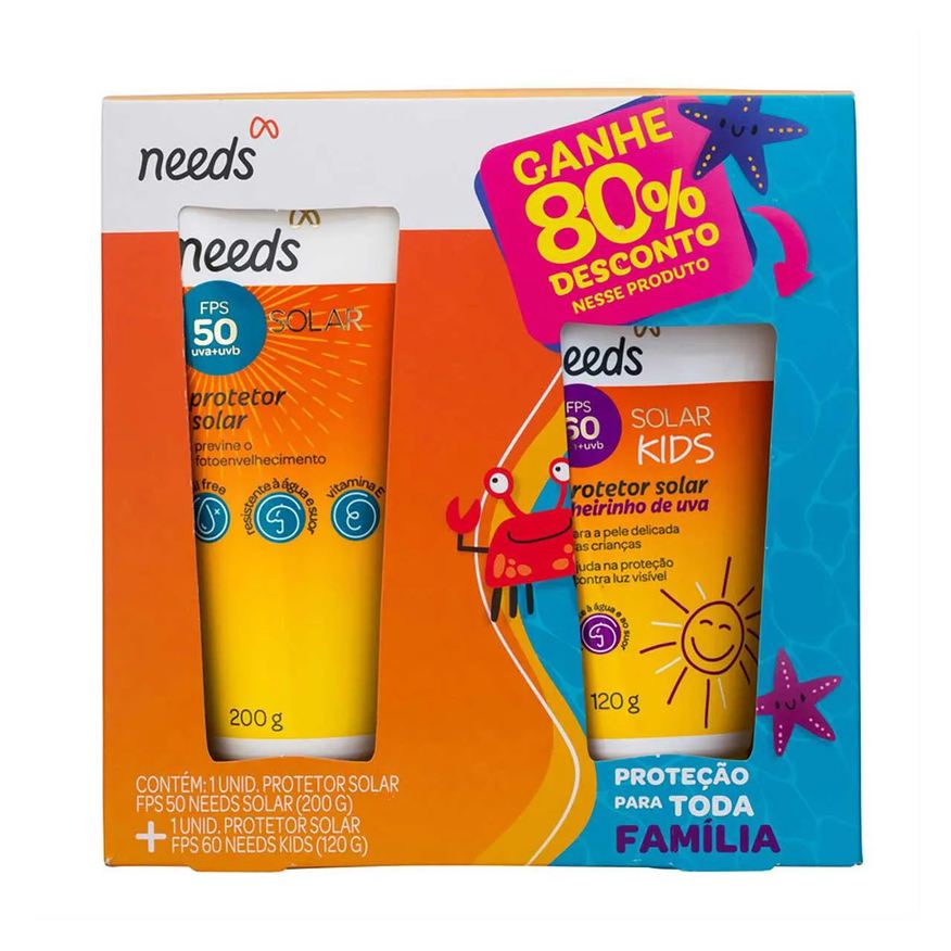 Needs Kit Protetor Solar Corporal FPS 50 200g + Infantil FPS 60 120g