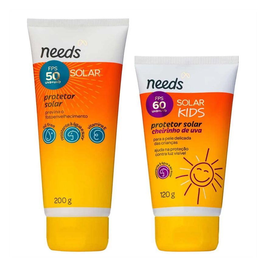 Needs Kit Protetor Solar Corporal FPS 50 200g + Infantil FPS 60 120g