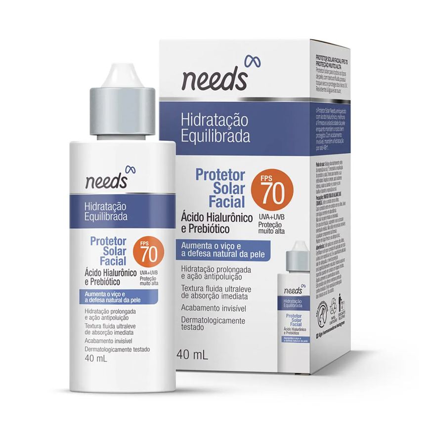 Needs Protetor Solar Facial FPS 70 Hidratação Equilibrada 40g