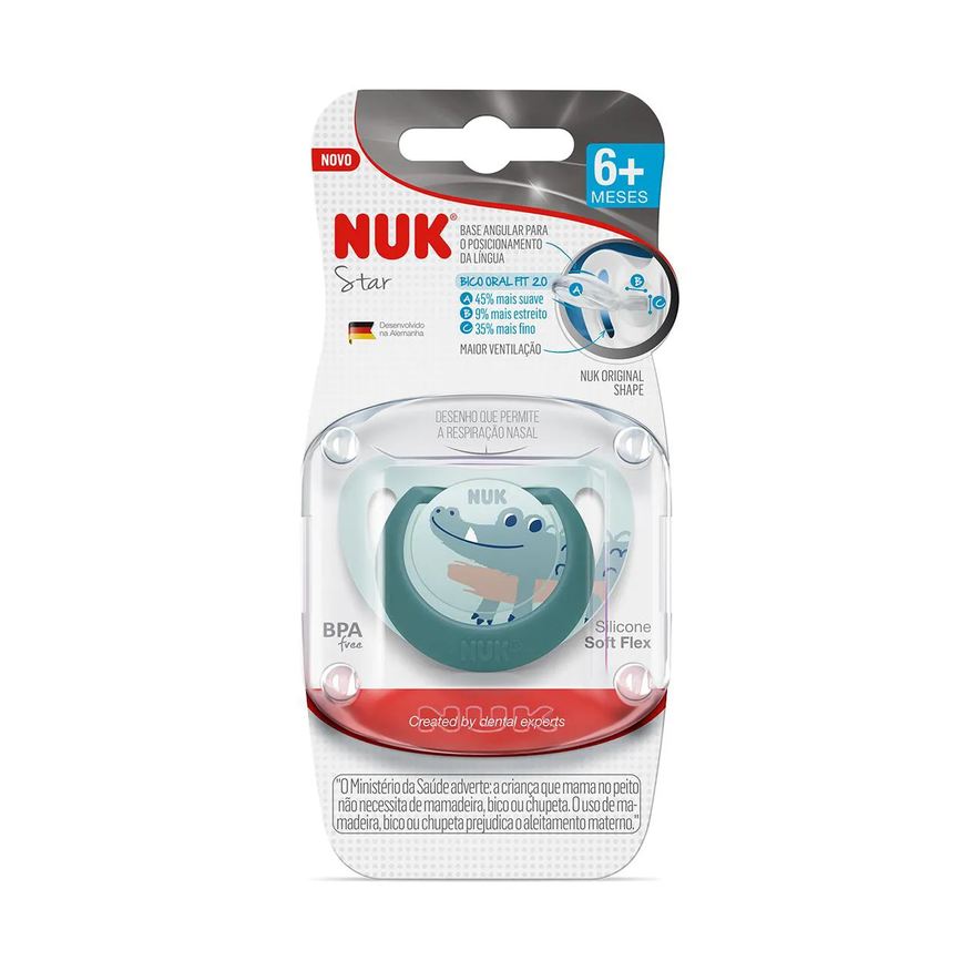 NUK Chupeta Star 6+ meses Silicone Boy - 1 Unidade