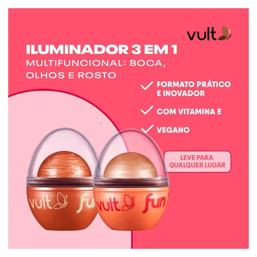 Vult Iluminador Fun 3 em 1 6,5g - Dourado Radiante