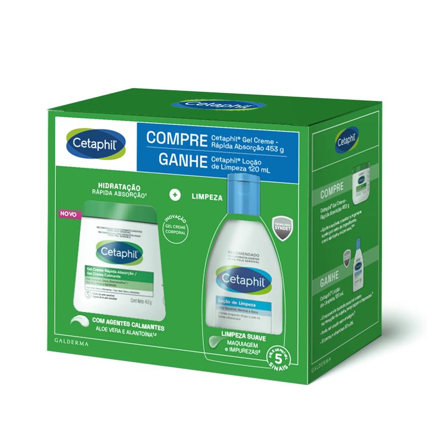 Cetaphil Kit Gel Creme Rápida Absorção 453g + Loção de Limpeza 120ml