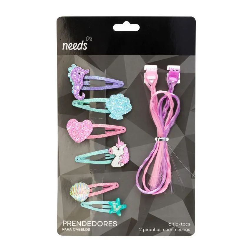 Needs Presilha de Cabelo Infantil 6 Tic-Tacs + 2 Mechas