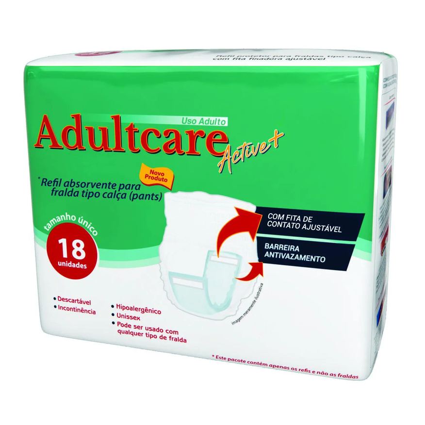 Adultcare Refil Absorvente Roupa Íntima Active+ Unissex 18 unidades