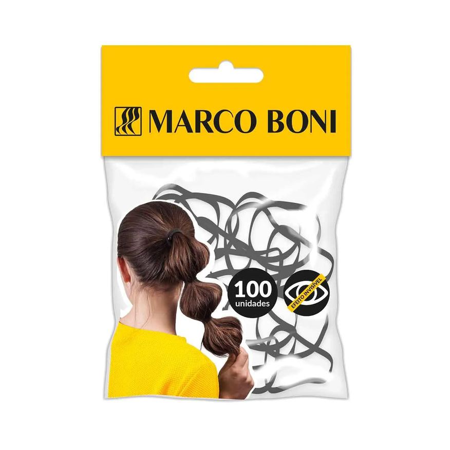 de Elástico Cabelo Marco Boni Soft Preto 100 unidades