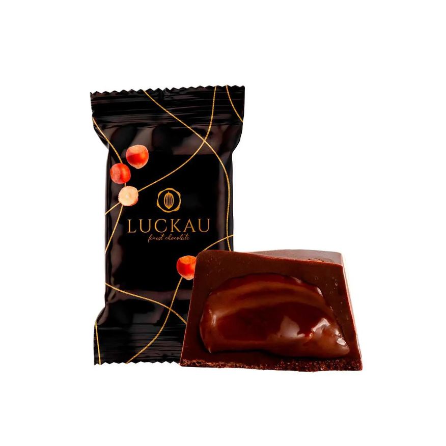 Luckau Bombom Chocolate 54% com Creme de Avelã Zero Açúcar, Glúten e Lactose 16,5g