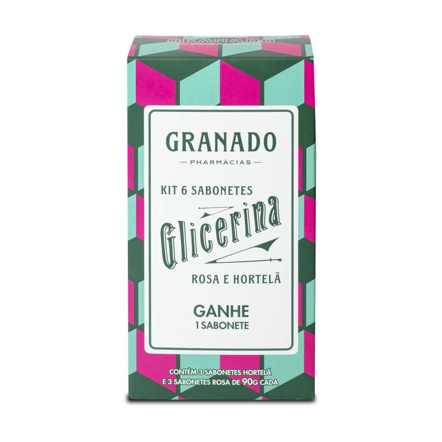 Granado Kit Sabonete Glicerina Barra Rosa + Hortelã 90g Leve 6 Pague 5