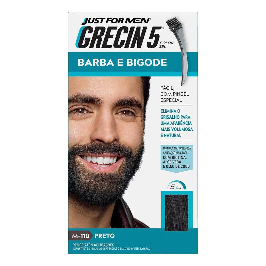 Grecin Tonalizante 5 Just For Men Color Gel Barba e Bigode - Preto