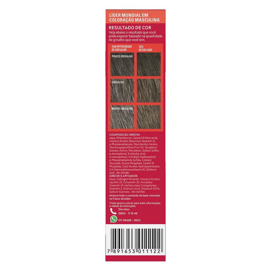Tonalizante Shampoo Color Just For Men Grecin 5 - H-35 Castanho