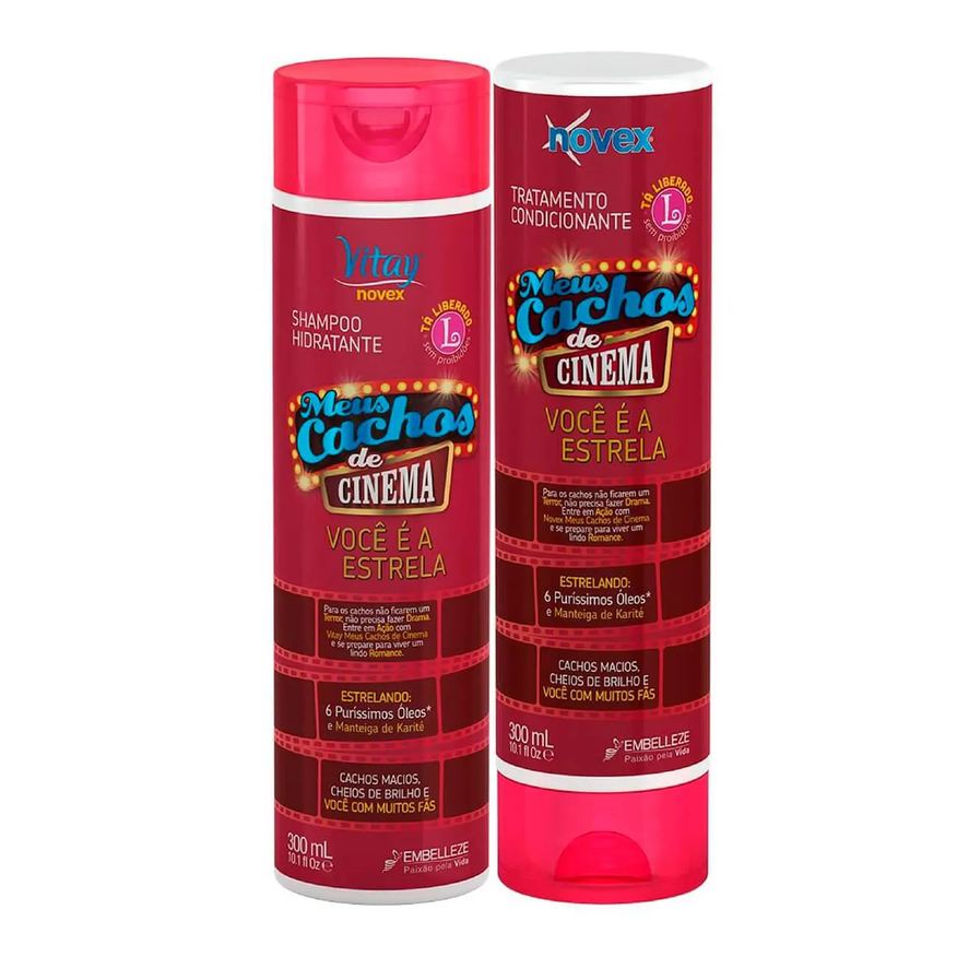 Embelleze Kit Vitay Novex Meus Cachos de Cinema Shampoo 300ml + Condicionador 300ml