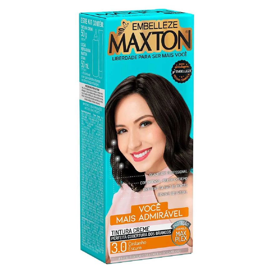 Maxton Tinta de Cabelo Permanente Você Mais Encantadora - 3.0 Castanho Escuro