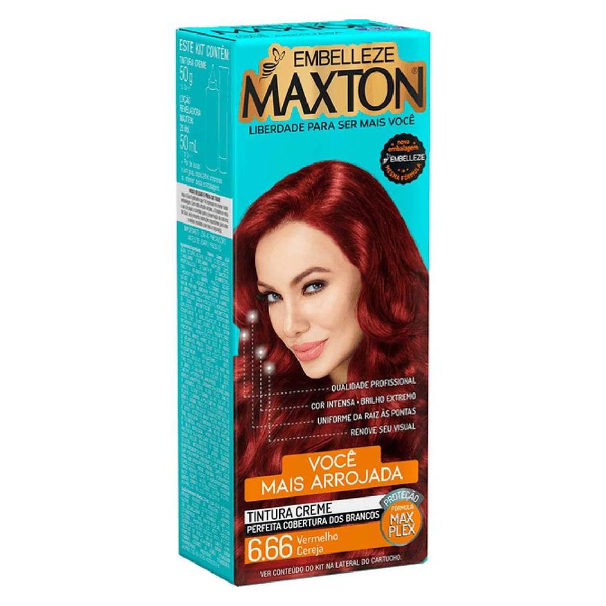 Maxton Tinta de Cabelo Permanente Você Mais Arrojada - 6.66 Vermelho Cereja