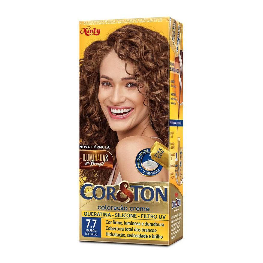Cor&Ton Tinta de Cabelo Permanente Niely - 7.7 Marron Dourado
