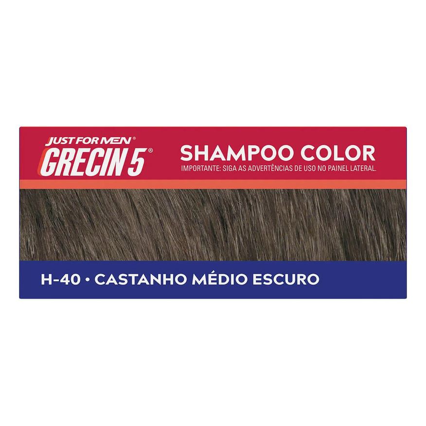 Tonalizante Shampoo Color Just For Men Grecin 5 - H-40 Castanho Médio Escuro