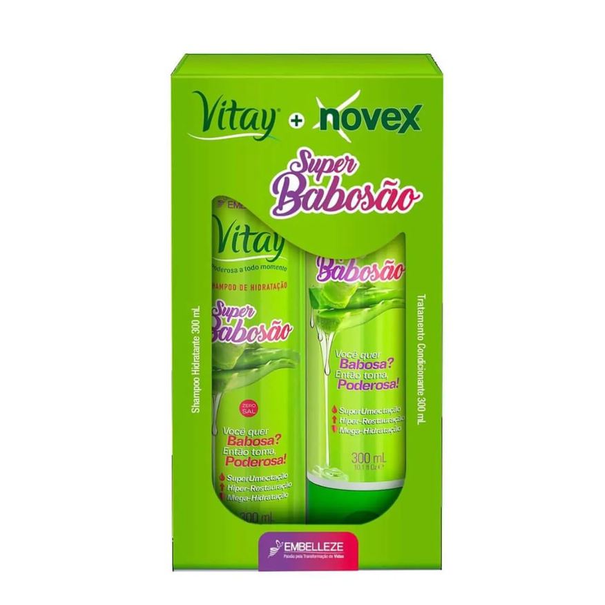 Novex Kit Vitay Super Babosão Shampoo de Hidratação 300ml + Tratamento Condicionante 300ml