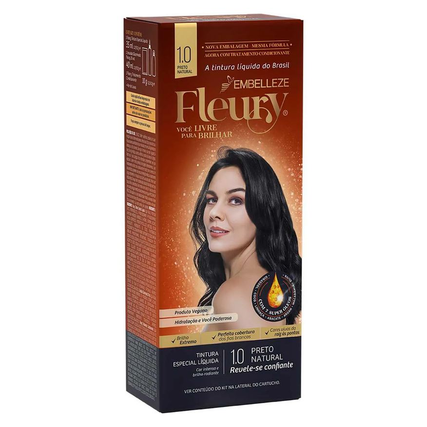 Fleury Tinta de Cabelo Permanente - 1.0 Preto