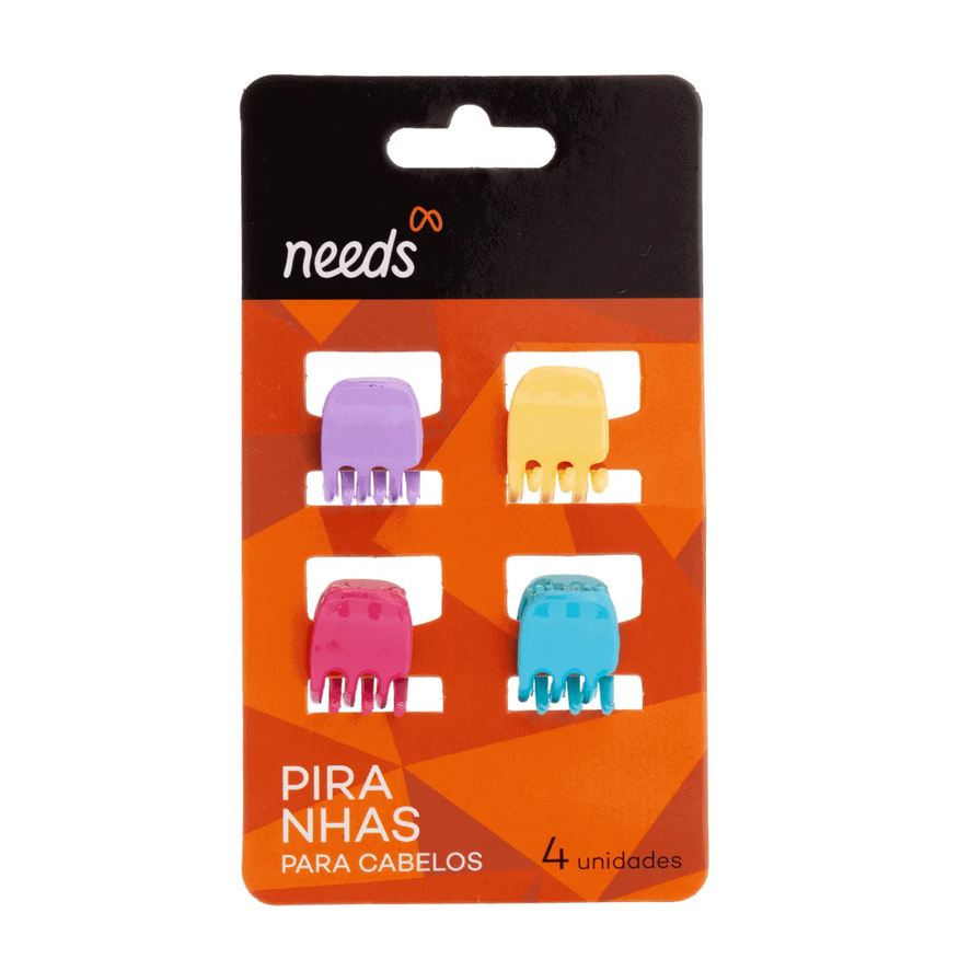 Needs Piranha de Cabelo Acabamento Brilho Sortidas Pequenas 4 unidades