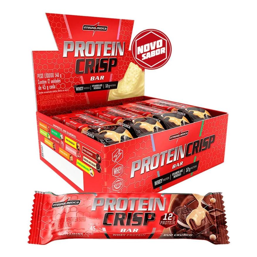 Integralmedica Protein Crisp Bar – 12 Unidades 45g Duo Crunch – Integralmédica