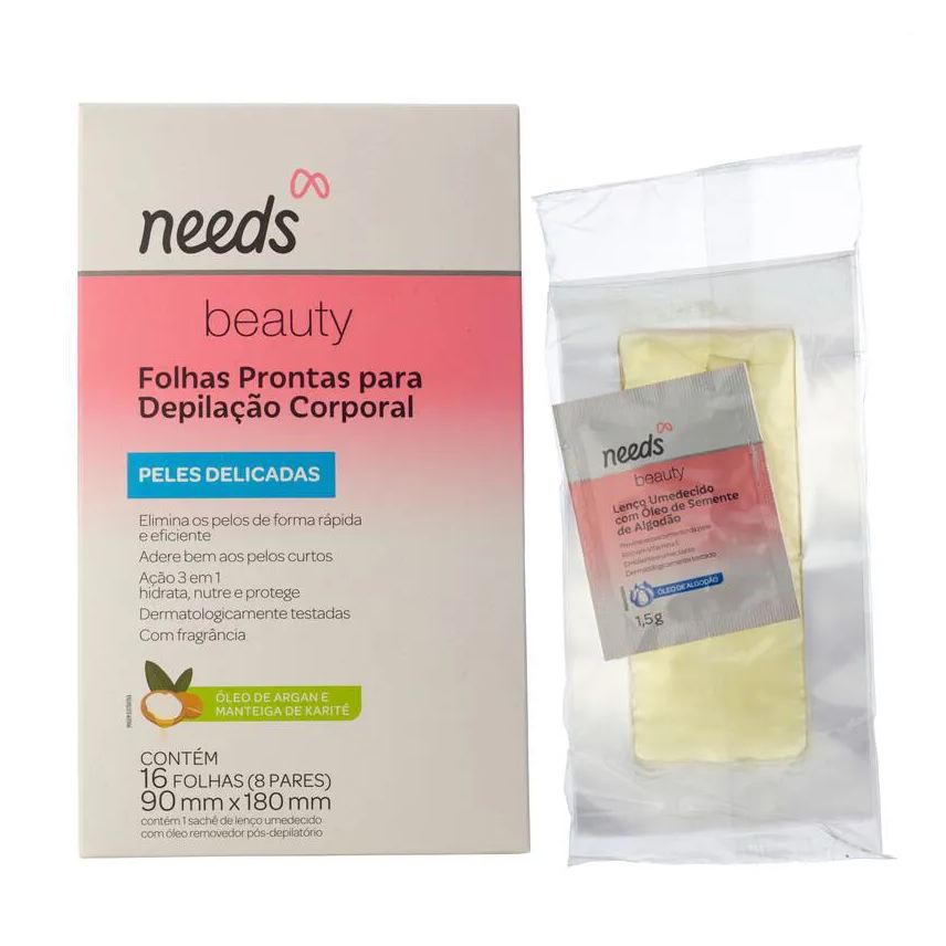 Needs Folha Depilatória Corporal Beauty Pele Delicada 16 Folhas