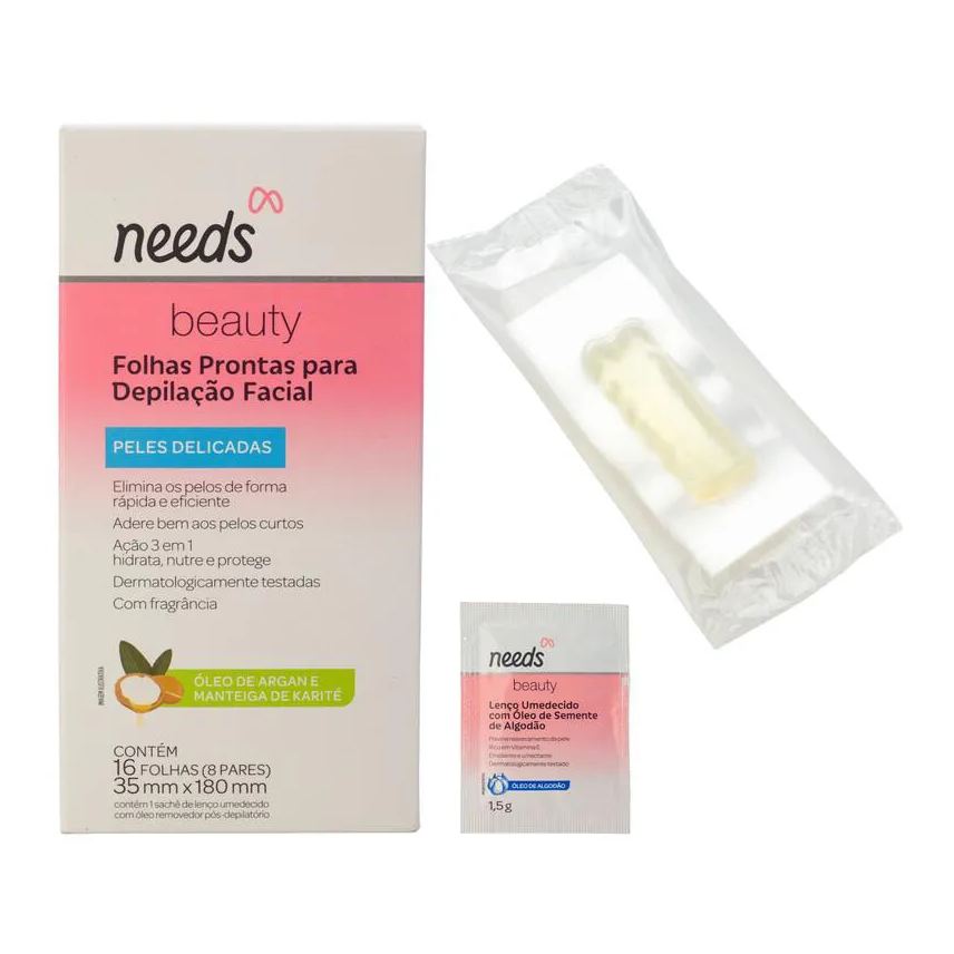 Needs Folha Depilatória Facial Beauty Pele Delicada 16 Folhas