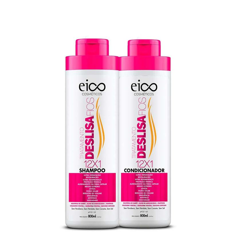 Eico Kit Cosméticos Tratamento Deslisa Fios Shampoo 800ml + Condicionador 800ml