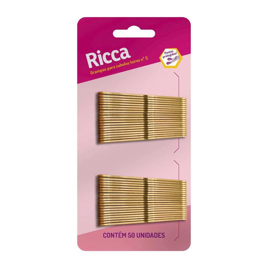 Ricca Grampo de Cabelo Loiro Pequeno - 50 unidades