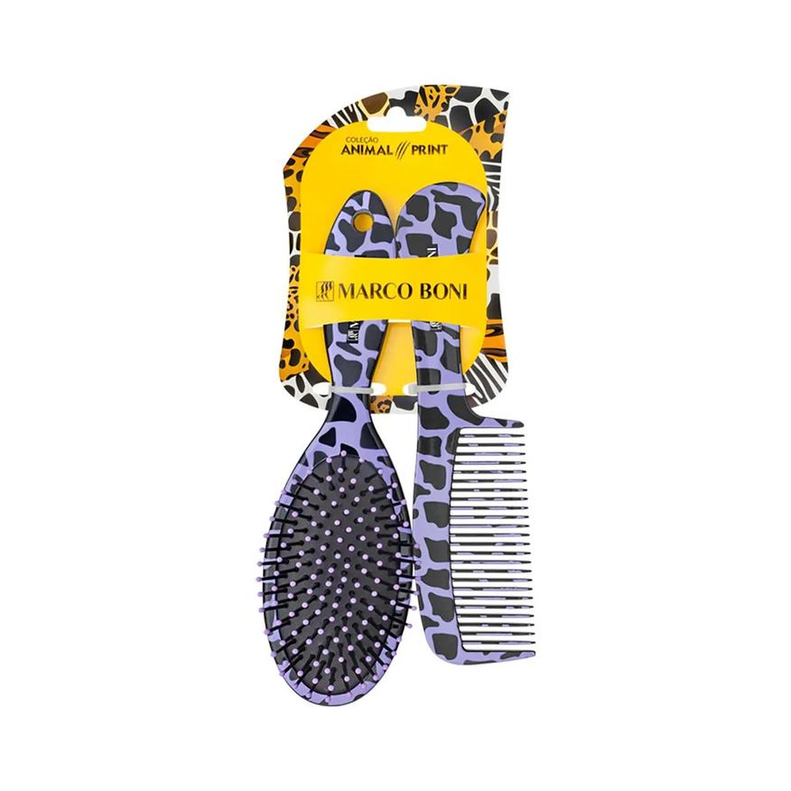 Pente e Escova de Cabelo Marco Boni Animal Print Animal Print - 1 unidade