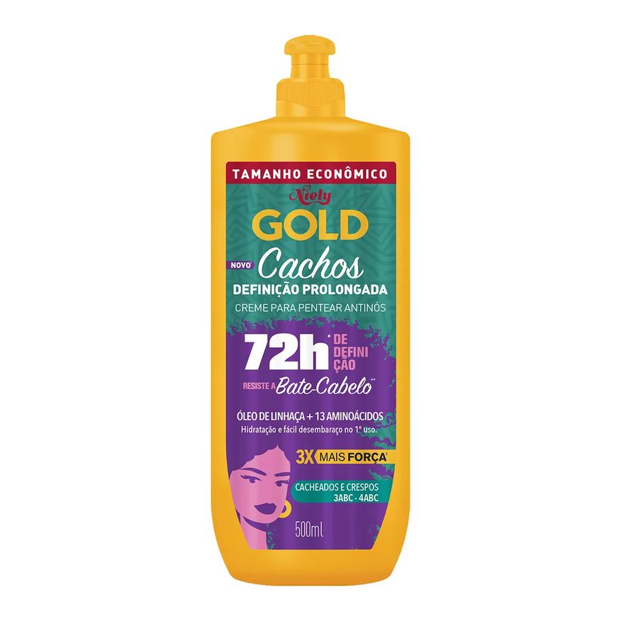 Niely Creme para Pentear Cabelo Cacheado Gold Cachos 500ml