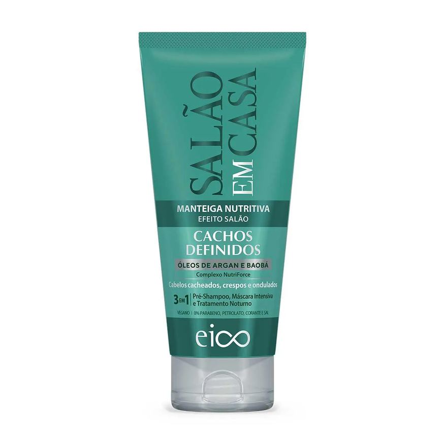 Nutritiva Manteiga 3 em 1 Cabelo Cacheado Eico Salão Em Casa Cachos Definidos 180ml