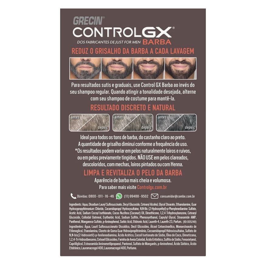 de Shampoo Barba Grecin Control GX 118ml - Redutor de Grisalhos