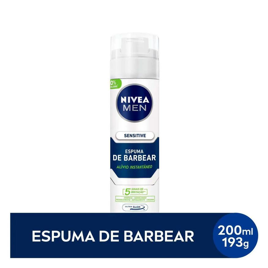 Nivea For Men Espuma de Barbear Nivea Men Sensitive com 200ml