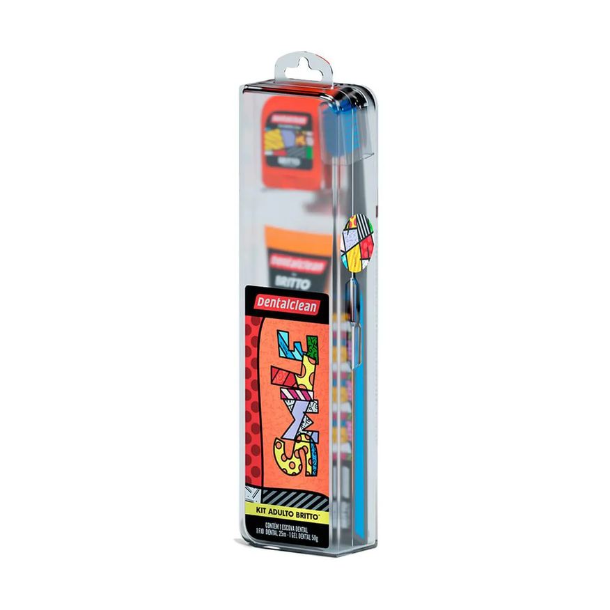 Dentalclean Kit Romero Brito Gel Dental 50g + Fio Dental 25m + Escova de Dente