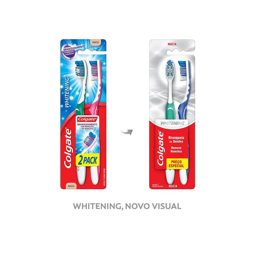 Colgate Escova de Dente Whitening Macia Cabeça Compacta com 2 Unidades