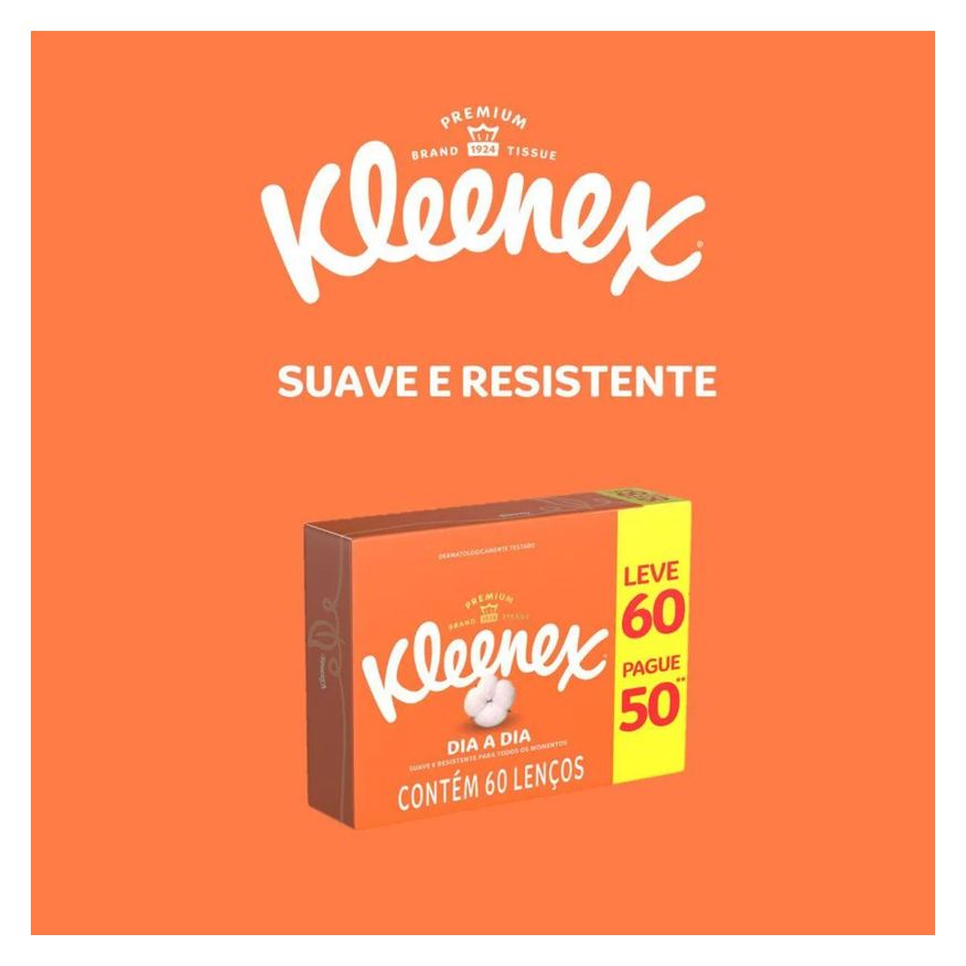 de Lenço Papel Kleenex Dia a Dia 60 unidades