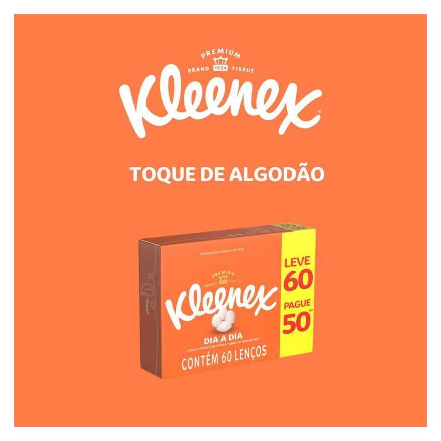 de Lenço Papel Kleenex Dia a Dia 60 unidades