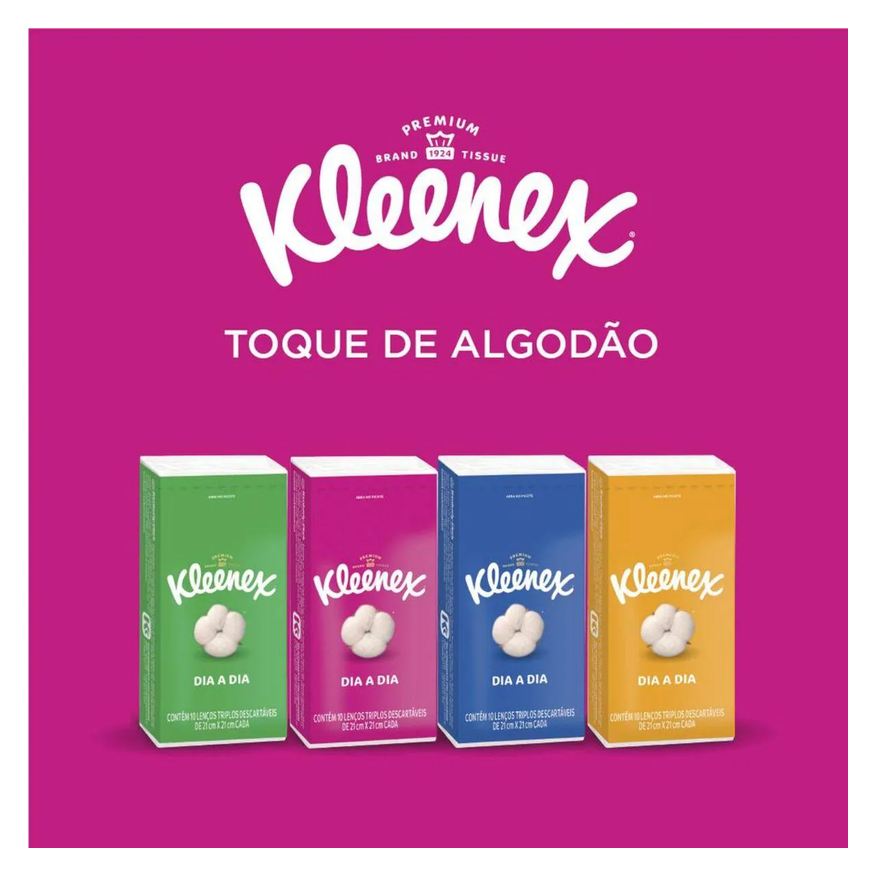 de Lenço Papel de Bolso Kleenex Dia a Dia com 10 unidades